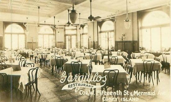 Old Gargiulo's Dining Room Historic photograph of Gargiulo's History in Coney Island Brooklyn