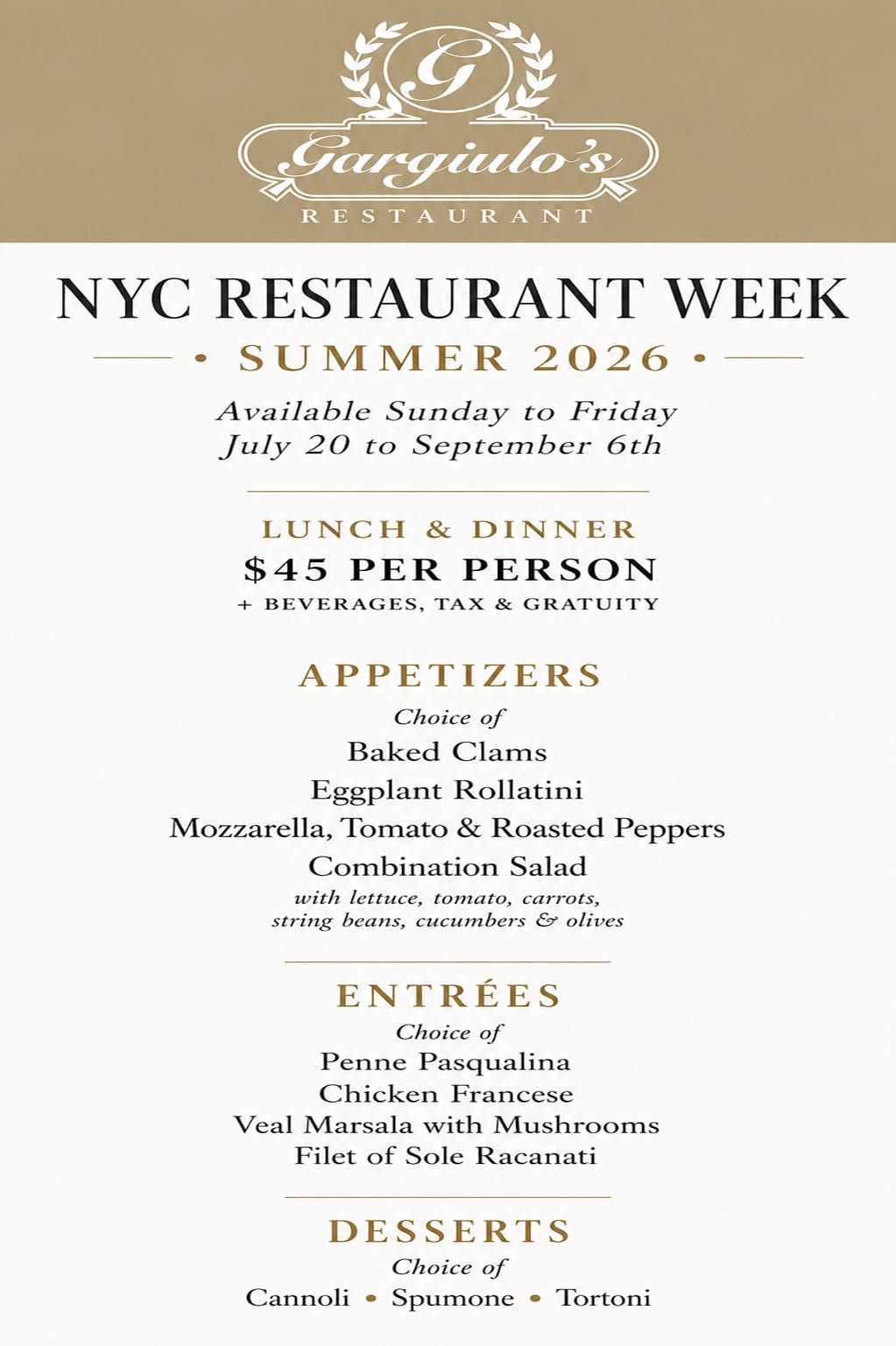 NYC Summer Restaurant Week 2026 Website
